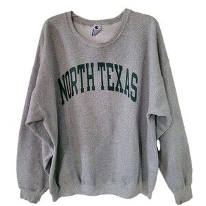 Vtg 90s North Texas University Champion Crewneck Sweatshirt  Mens XXL Gray Y2K